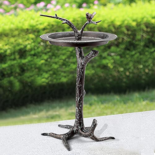 SPI Home Cast Aluminum Bird & Twig Sundial Birdbath 26.5 Inches High