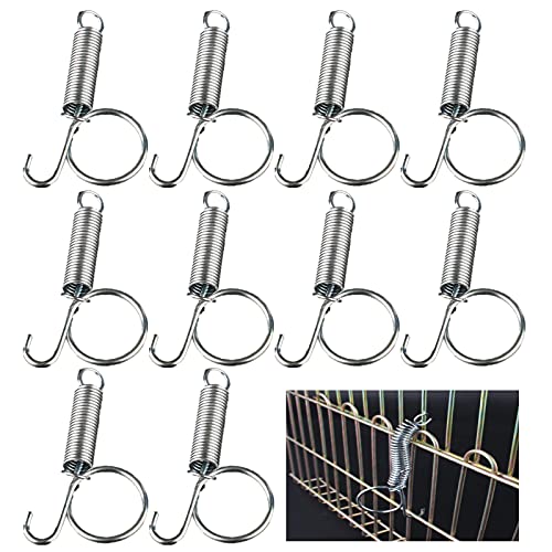 Spring Cage Latch Door Spring Hook Metal Finger for Fixing Rabbit, Dog, Cat, Parrot, Guinea Pig, Bunny, JSM Pet Cage Door(10Packs)