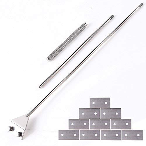 Stainless Steel Scraper Cleaner with 10 Right Angle Blades for Aquarium Fish Plant Glass Tank, 25.5 inches Length