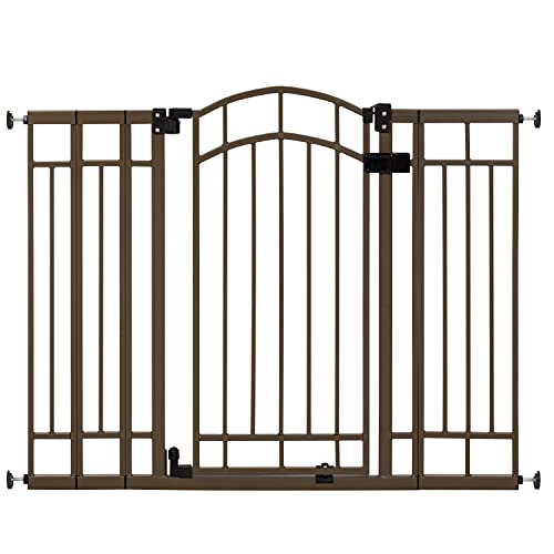 Summer Multi-Use Decorative Extra Tall Walk-Thru Safety Pet and Baby Gate, 28.5"-48" Wide, 36" Tall, Pressure or Hardware Mounted, Install Wall to Wall in Doorway or Stairway, Auto Close Door - Bronze