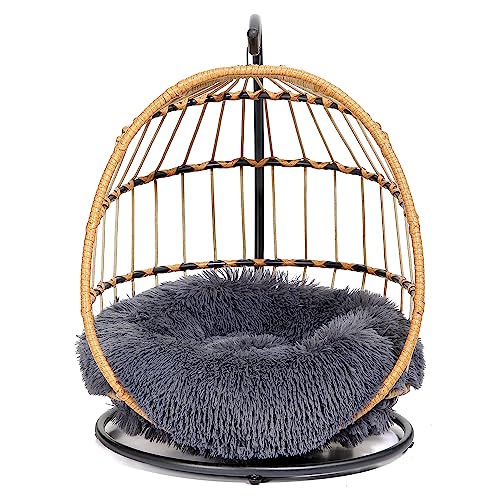 SWITTE Dog Bed Cat Swing Egg Chair Hanging Rattan Couch Pet Hammock with Removable Cushion Suitable Small Dog & Cats Indoors & Outdoors-Dark Grey