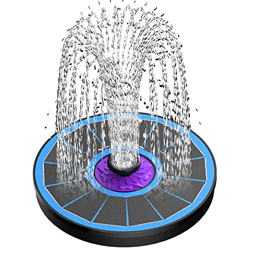 SZMP Solar Fountain 3.5W Bird Bath Fountains with Flower 2023 Upgraded Glass Panel, Solar Powered Water Fountain with 7 Nozzle & 4 Fixer, Solar Fountain Pump for Bird Bath, Garden, Pond, Pool (Blue)