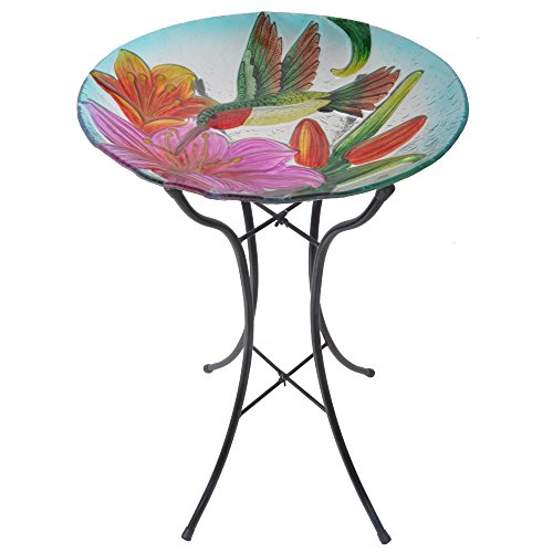 Teamson Home 18" Hummingbird Fusion Glass Bird Bath