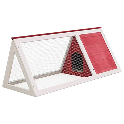 Tidyard Wooden Rabbit Cage with Door Fir Wood Chicken Coop House Guinea Pig Small Animal Pet Cage Red 38.5 x 19.6 x 16.1 Inches (L x W x H)