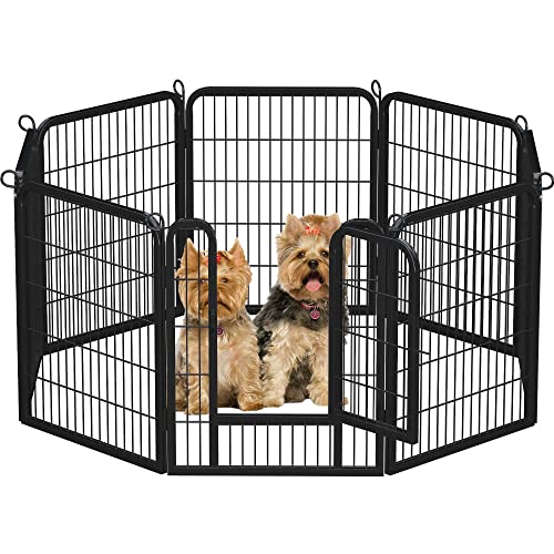 Topeakmart 8/16/24/32 Panels 24/32/40-inch Pet Dog Pen Heavy Duty Foldable Metal Portable Puppy Exercise Pen Barrier Cat Chicken Rabbit Fence with Door Indoor Outdoor Black