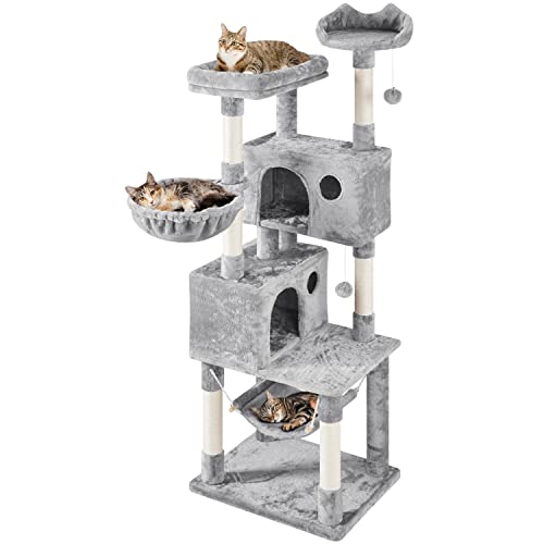 Topeakmart Cat Tree Condo, 73 Inches Extra Large Cat Tower with Funny Perch for Indoor Cats Play & Rest