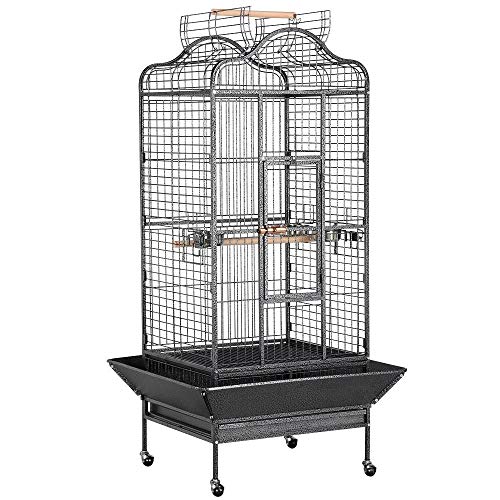 Topeakmart Extra Large Parrot Bird Cage Mini Macaw Cockatoo Cockatiels African Grey Bird Cage with Open Play Top