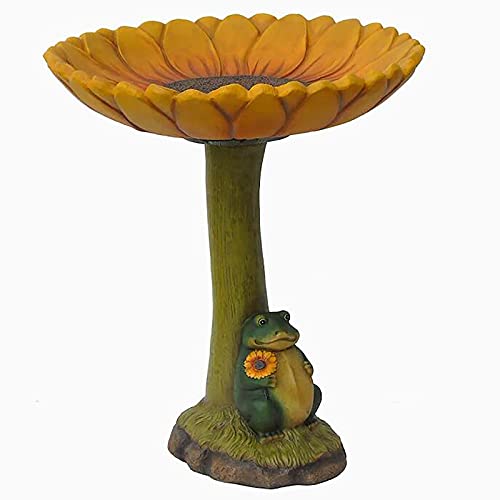 TPTP Wild Animals Statue Pedestal Bird Bath Courtyard Decoration Bird Baths for Outdoors,Squirrel, Fox, Frog Bird Bath Bowl,Garden Decoration Ornaments (Frog)