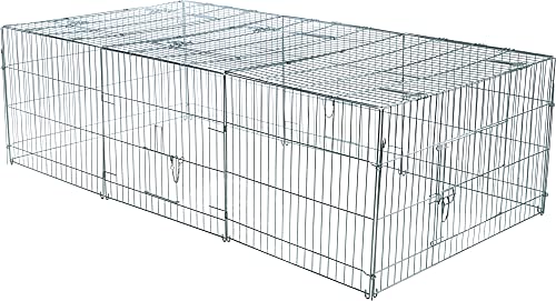 TRIXIE Enclosed Outdoor Run- 34 cu. ft., Galvanized Metal Cage, Portable Pen for Rabbits or Guinea Pigs