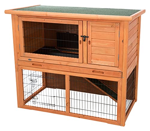 TRIXIE Pet Products Rabbit Hutch with Sloped Roof, Small, Glazed Pine