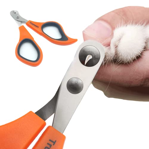 Trumoon Circular Cut Hole Cat Nail Clippers and Trimmers - Avoid Over Cutting Pet Nail Clippers for Hyperactive Cats Who Like to Struggle - Professional Grooming Tool for Cat Kitten (2mm-Orange)