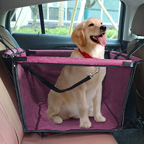 UIIAIOUIAIO Dog Car Seat for Small Medium Large Dogs, Half Seat Dog Hammock with Waterproof Pad, Pet Car Seat for Cars Trucks SUV, Car Seat for Dog Puppy Cat, Dog Car Accessories, Pink