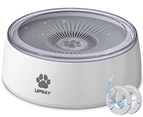 UPSKY 3L Dog Water Bowl with Slow Feeder Mat, 101oz No Spill Dog Bowl, Splash Proof Pet Water Dispenser, Slow Drinking Bowl Vehicle Carried Travel Water Bowl for Dogs, Cats