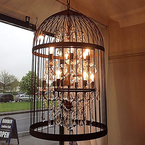 US DELIVER Lights Pendant Retro Chandelier Vintage Ceiling Light lamp Bird Cage Shaped Bedroom Pendant