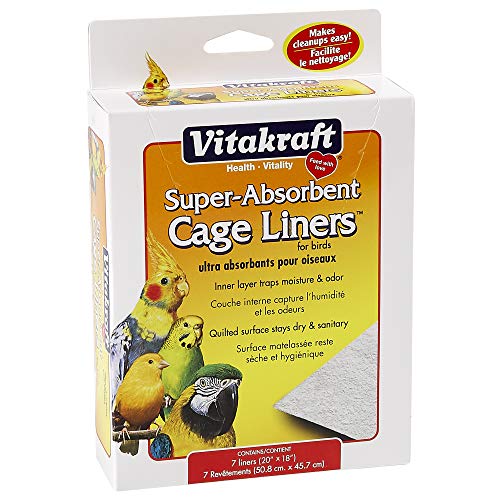 Vitakraft Cage Liners for Birds - For Parrot, Parakeet, Conure, and Cockatiel Cages White 20" X 18"