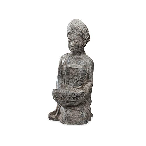 Vivaterra Lakshmi Bird Bath Statue for Outdoor Yard, Garden, and Patio - 14 L x 11 W x 25.5 H