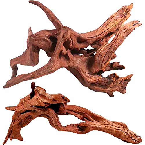 WDEFUN Natural Large Driftwood for Aquarium Decor Fish Tank Decoration, 2 Pieces 10-15" Assorted Branch for Decorations on Reptiles Tank