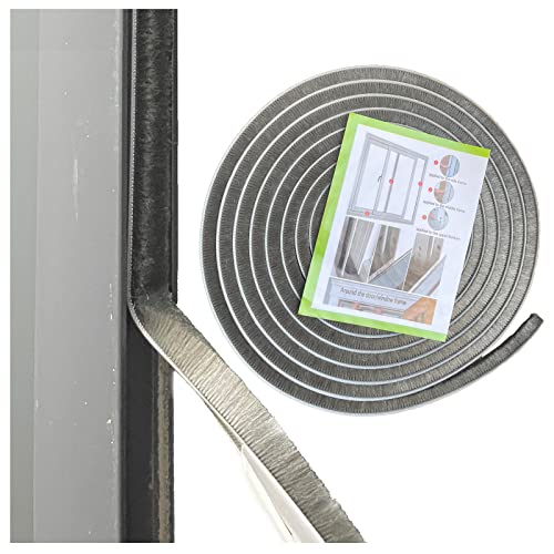 Weather Stripping Brush for Sliding Windows/Doors Frame Side,Pile Self Adhesive Weatherstrip Seal Strip Sealer Draft Stoppers (16.5ft x11/32 x 11/32 Brush inch, Grey)