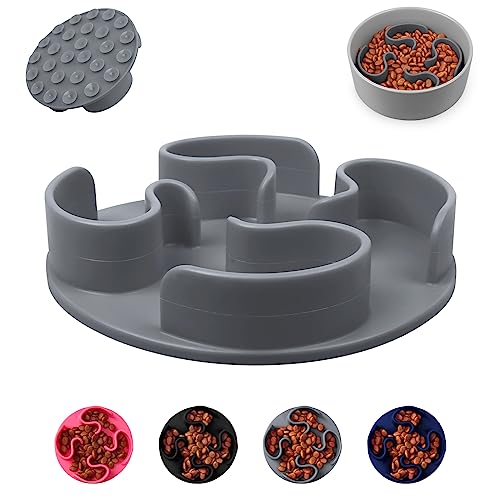 WESEN Dog/Cat Slow Feeder Bowl Insert, Slow Down Pet Eating, Soft Silicone Slow Feeding for Small Medium Size, Perfect with Stainless Steel Plastic Glass Ceramic Dog Bowls