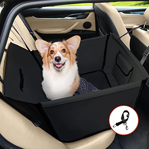 Winbate Dog Car Seat for Small and Medium Dogs, Waterproof Scratchproof Sturdy Rear Dog Booster Seat, Dog Hammock Car Seat with Dog Leash Pockets for SUVs, Cars and Trucks Travel,19" x 23"x 19"