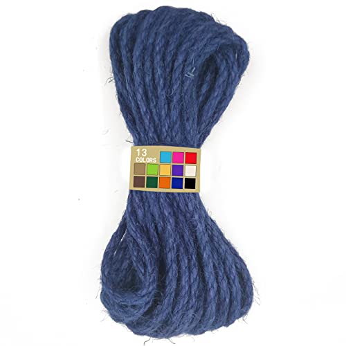 XRzitky 1/4” 33FT Jute Twine Rope for Cat Scratcher, Multi Color Natural Hemp Rope for Cat Scratching Post Cat Tree Rope Replacement Parts for Cat Toy Repair or DIY, Navy Blue