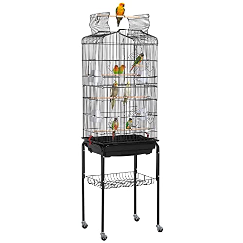 Yaheetech 64-inch Play Open Top Medium Small Bird Cage with Detachable Rolling Stand for Parrot Lovebirds Finches Canaries Parakeets Cockatiels Budgie Parrotlet Conures