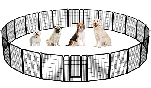 Yaheetech Dog Playpen, 24 Panels 40 Inch Height Small Animals Pen Heavy Duty Pet Fence for Puppy/Cat/Rabbit Extra Large Foldable Pet Exercise Pen for RV Camping Garden Outdoor Indoor