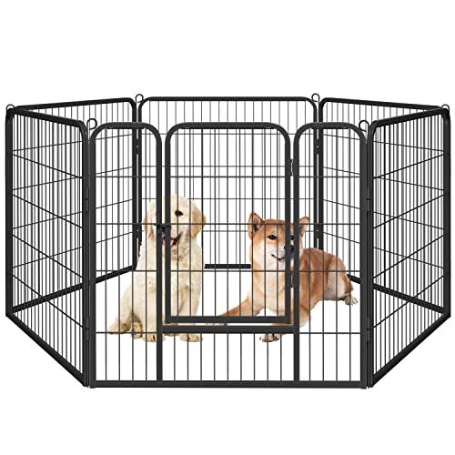 Yaheetech Heavy Duty Extra Wide Dog Playpen, 6 Panels Pet Fence for Medium/Small animals Foldable Puppy Exercise Pen for Garden/Yard 32 Inch Height x 32 Inch Width