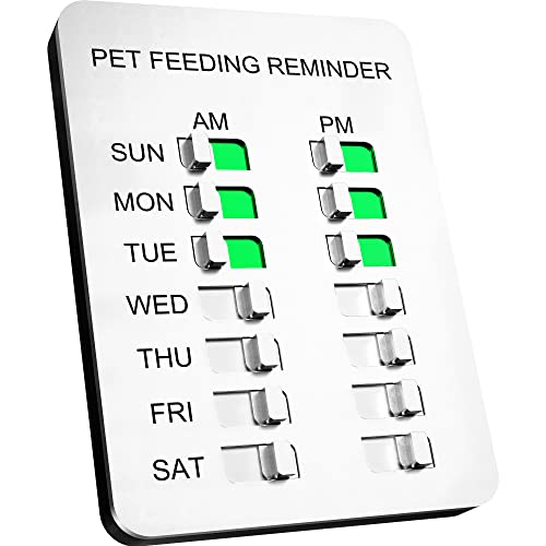 YARKOR Dog Feeding Reminder Magnetic Reminder Sticker,AM/PM Daily Indication Chart Feed Your Pets,Fridge Magnets and Double Sided Tape - Prevent Overfeeding or Obesity (Sliver)