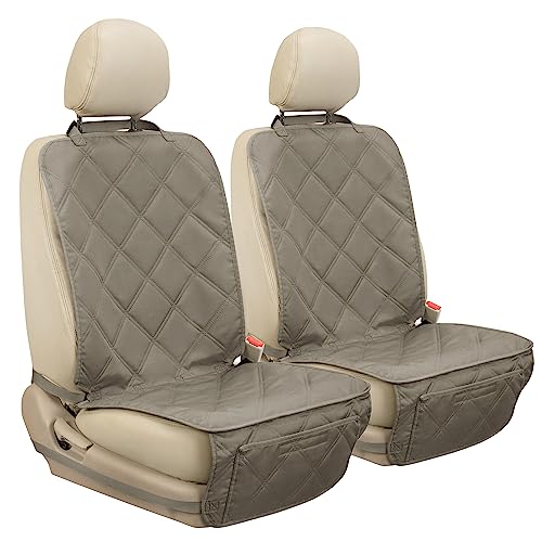 YESYEES Dog Front Seat Covers for Cars, 2 Pack Waterproof Bucket Seat Covers for Dogs with 4 Nonslip Straps, Durable Pet Car Seat Protector Universal Fit for Cars Trucks and SUVs (Khaki)