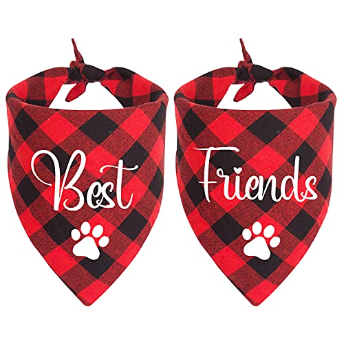 YHTWIN Funny Cute Best Friends Pet Dog Bandana, Pet Dog Decoration Cute Prints for Boy/Girl Dogs and Cats, Dog Lover Pet Accessories Gift,Pack of 2