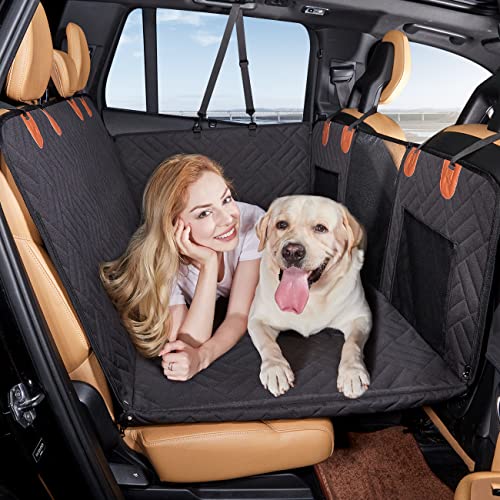 YJGF Back Seat Extender for Dogs,Dog Car Seat Cover for Back Seat Bed Inflatable for Car Camping Air Mattress,Dog Hammock for Car Travel Bed,Non Inflatable Car Bed Mattress for Car SUV Truck (Black)