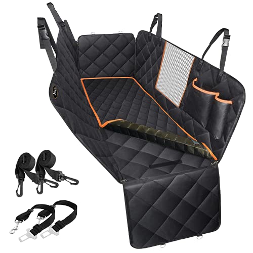 YoGi Prime Dog Car Seat Cover, Pet Car Seat Protectors with Mesh Viewing Window and Extra Cover for a Quick wash, 2 Seat Belt, Non-Scratch Waterproof Nonslip Dog Hammock for Cars and SUV