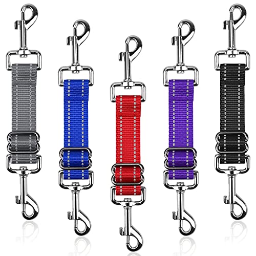 YUEPET Dog Safety Collar Clips 5 Pack Adjustable Prong Collar Backup Clips Reflective Double Ended Backup Clasp Leash Connector for Dog Harness to Collar Safety Clip