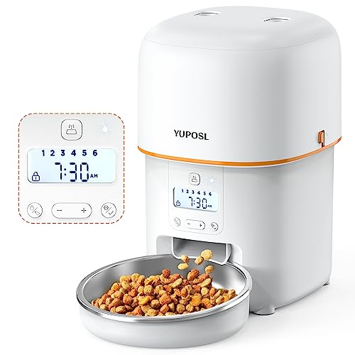 Yuposl Automatic Cat Feeders - 8cup/68oz for Pets, Timed Automatic Pet Feeder with Over 180-day Battery Life, Automatic Dog Feeder 1-6 Meals Control, Cat Food Dispenser Freshness Dry Food