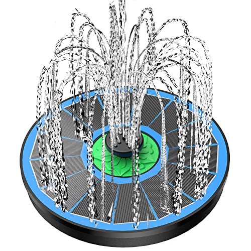 Yzert Solar Fountain Pump Full Glass Blue Panel No Battery, 3.5W Solar Bird Bath Fountains with 4 Fixed Rods & 8 Nozzles, 2023 Bird Bath Fountains Solar Power for Outdoor, Garden, Pond, Pool