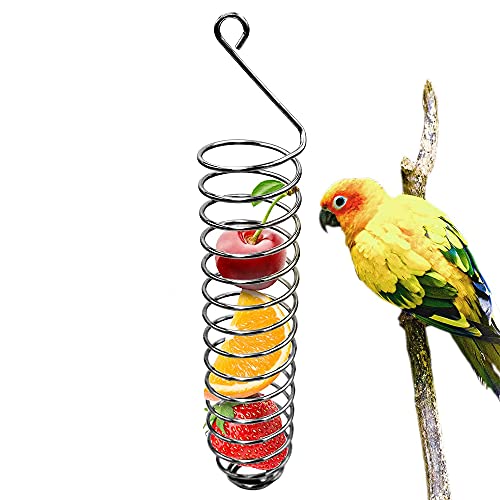 1 Piece Stainless Steel Hanging Parrot Food Basket, Parrot Forager, Bird Forager Feeder, Bird Food Rack to Simulate Natural Foraging, Chew Toy for Cone Parrot
