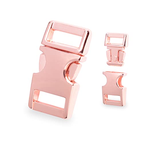 10 Pack Metal 3/8" Side Release Buckle Parachute 550 Cord Bracelet Paracord Buckles for Dog Collar Bag Backpacks Webbing Leather DIY Craft Sewing Accessories(Rose Gold)