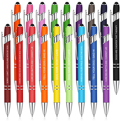 18 Pieces Funny Dog Pens Assorted Colored Cute Dog Lovers Pens Black Ink Ballpoint Dog Pens Funny Pens for Adults for Writing Women Doggy Puppy Coworkers Work Office Gifts, 18 Colors