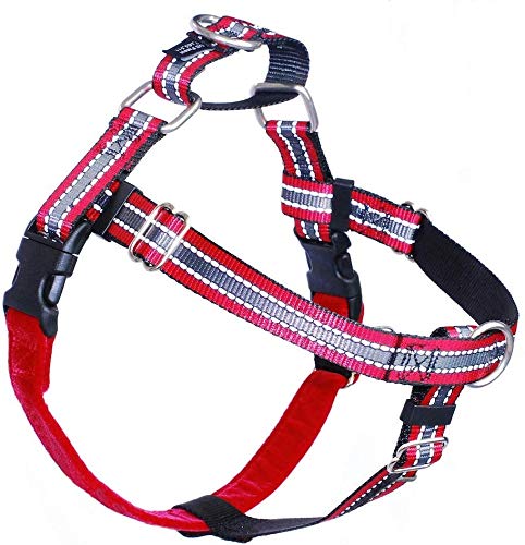 2 Hounds Design Freedom No-Pull Dog Harness with Leash, Reflective, Adjustable Comfortable Dog Harness with Front Clip for Everyday Walking, Made in USA (Medium 5/8”) (Reflective Red)