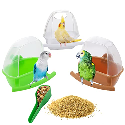 3 Pcs Small Bird Slot Feeder No Mess Cage Hanging Feeder Cup Plastic Food Feeding Box for Parakeet Budgies Cockatiel Lovebird Small Birds