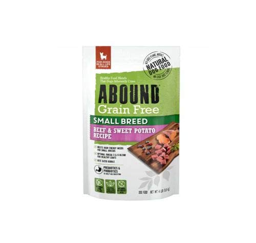 Abound Natural Grain Free Small Breed Dry Dog Food for Dogs in All Life Stages, Beef & Sweet Potato, 4 lbs