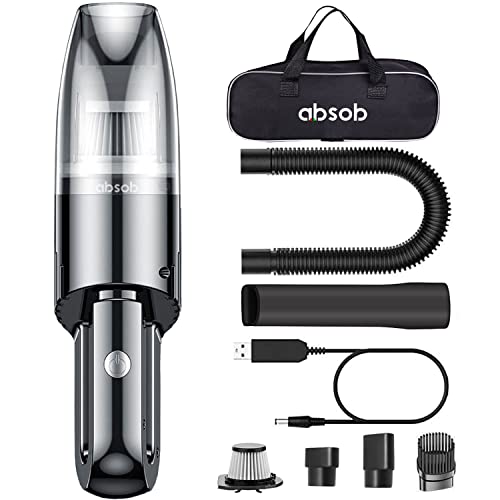 absob Cordless Vacuum Cleaner Mini Portable Handheld Car Seat Hoover 9000PA Powerful Suction Hand Vac Wet Dry Rechargeable Lightweight Home Office Keyboard Carpet Pet Dog Hair Cleaning USB Charging