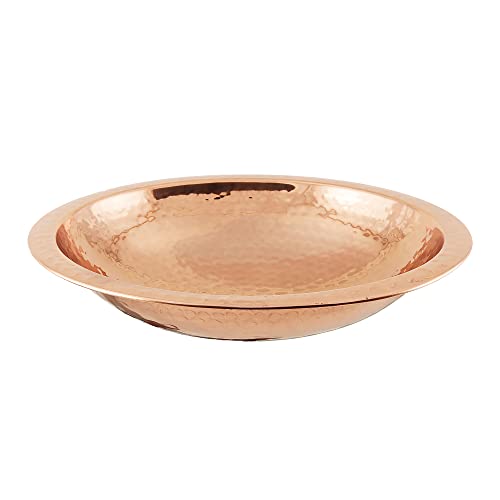 Achla Designs 201-9904 Hammered Bowl with Rim Birdbath, Polished Copper Plated