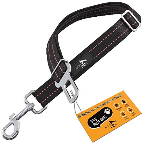 Active Pets Dog Car Harness - Pack of 1 Dog Seatbelts for Cars, Trucks, Travel - Tether Belt for Small & Large Dogs - Pink