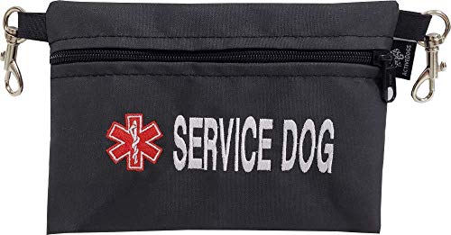 ActiveDogs Service Dog Large Clip-On Embroidered Accessory Pouch w/Medical Alert Sign for K9 Harness Belt Loops, Vests - 7" x 5" Zipper Bag