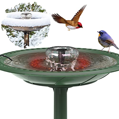 AISITIN 2023 Upgrade Bird Bath Heater with Fountain Pump, with Thermostatically Controlled Birdbath Deicer, 5.9Ft Cord, Auto Shut Off Function, for Outdoors in Winter, 48W Black