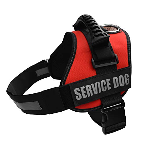 ALBCORP Service Dog Vest Harness - Reflective - Woven Polyester and Nylon, Comfy Mesh Padding - Sizes from XXS to XL – Service Dog Patches Included. Red, Extra Large