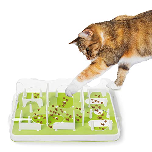 ALL FOR PAWS Interactive Cat Puzzle Feeder, Treat Dispenser Cat Toy Cat Brain Stimulation Toys Slow Feeder Cat Enrichment Toys for Indoor Cats