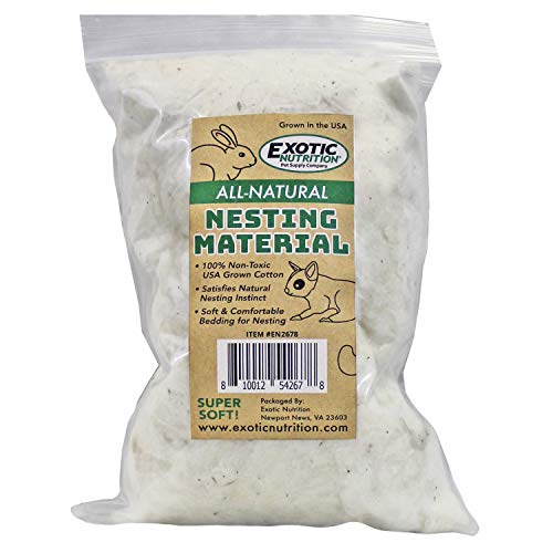 All-Natural Nesting Material (4 oz.) - 100% Cotton Eco-Friendly Animal Bedding - For Sugar Gliders, Squirrels, Hamsters, Rabbits, Chinchillas, Rats, Mice, Gerbils, Guinea Pigs and Other Small Pets